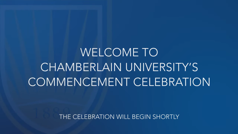 screen with ceremony welcome text 