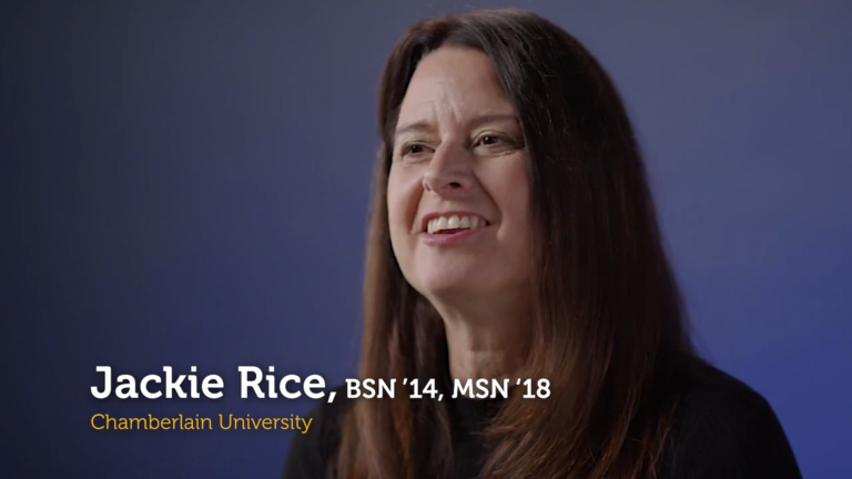 "Jackie Rice: BSN '14, MSN '18 Chamberlain University"