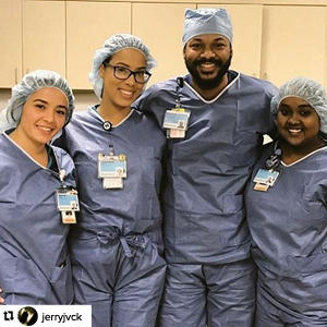 Instagram repost of Chamberlain nurses posing in scrubs