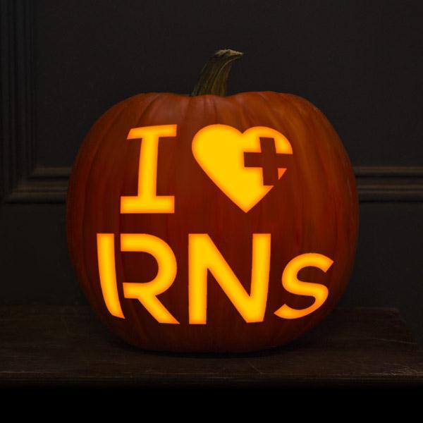 pumpkin with I heart RNs design