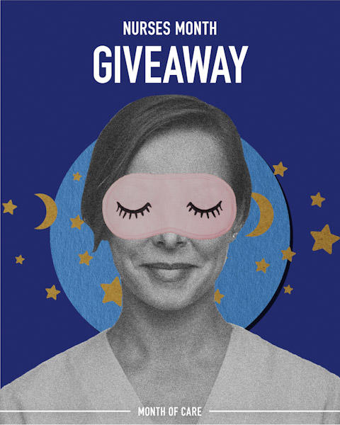 "Nurses Month Giveaway" Girl with sleepmask